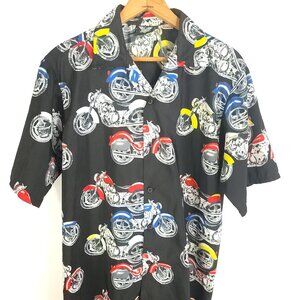 American Biker Shirt Men's Large Multicolor All Over Motorcycle Print